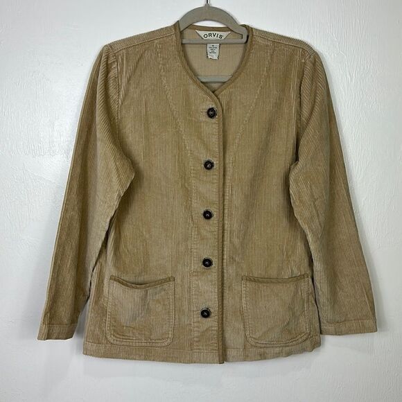 Orvis Cotton Beige Color Corduroy Button Front Jacket Size 10 - Picture 1 of 8